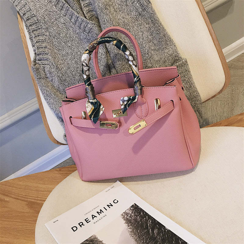 Women's Korean Big Portable Litchi Pattern Fashion Handbags