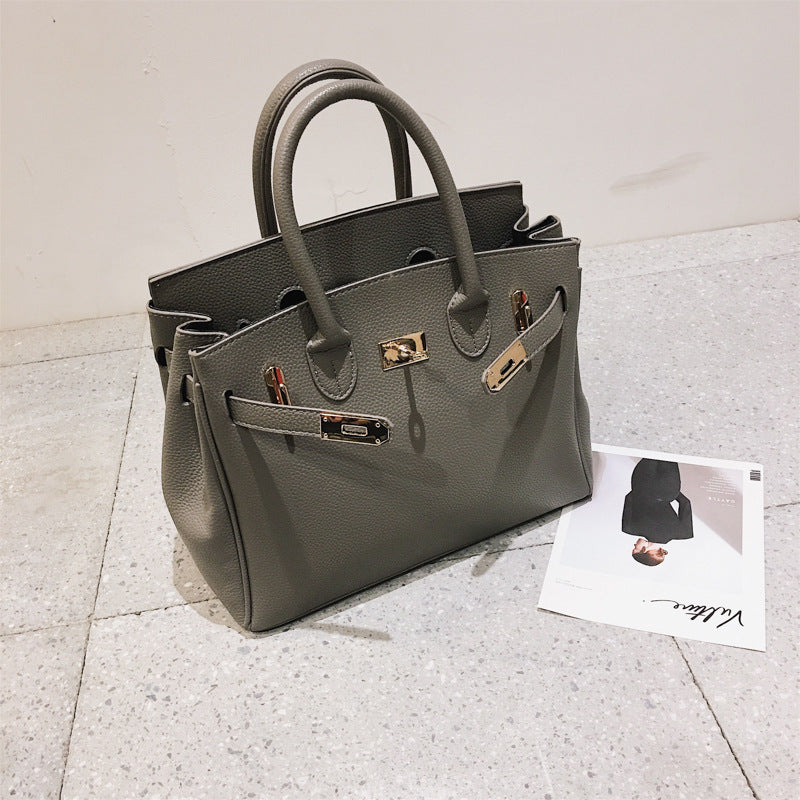 Women's Korean Big Portable Litchi Pattern Fashion Handbags