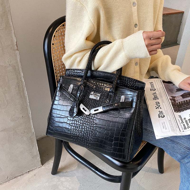 Women's New Crocodile Pattern Fashion Kelly Shoulder Bags