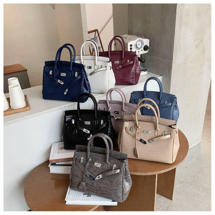 Women's New Crocodile Pattern Fashion Kelly Shoulder Bags