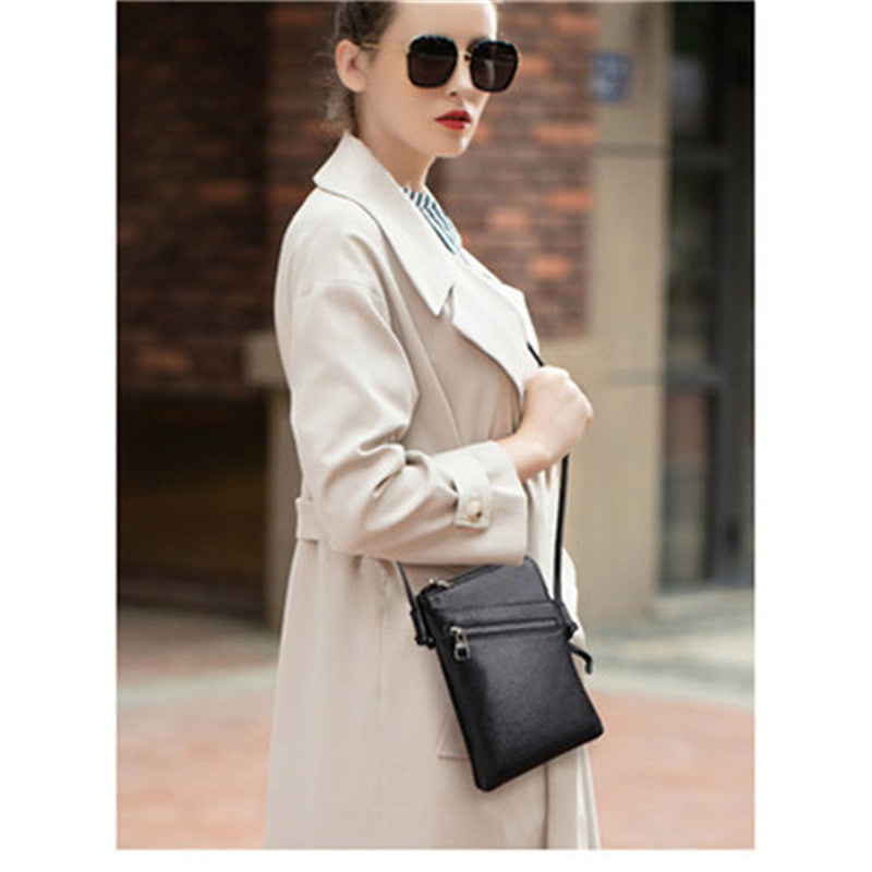 Women's Top Layer Leather Fashion Elegant Mini Phone Bags