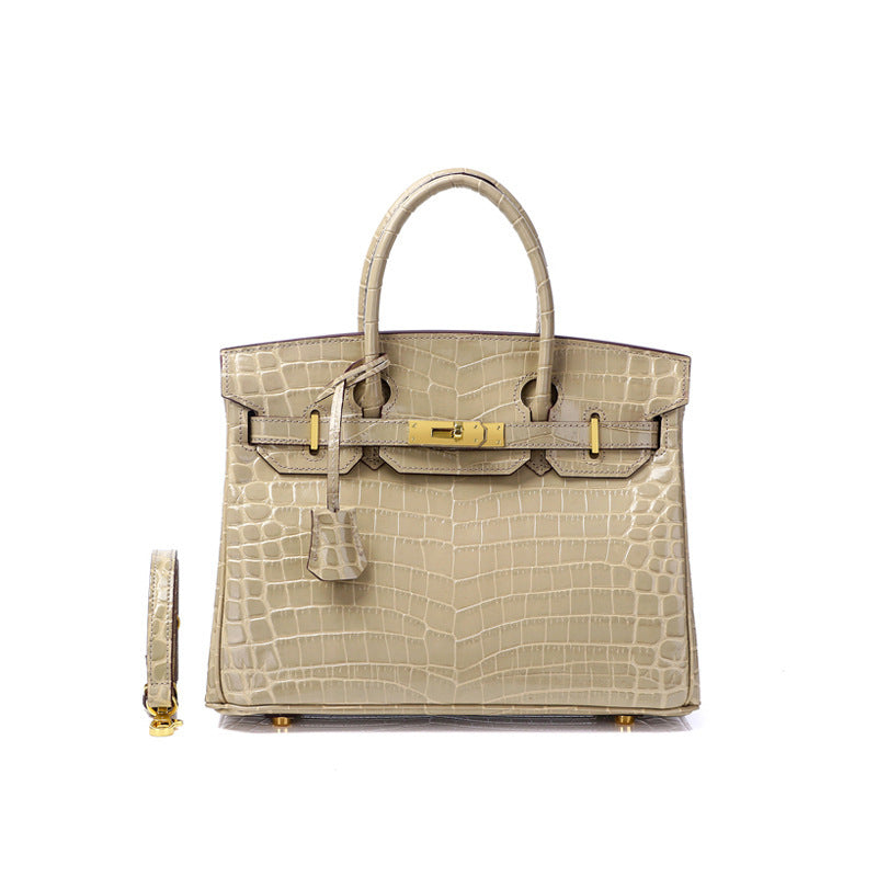 Women's Fashion Crocodile Pattern Genuine Leather Cow Handbags