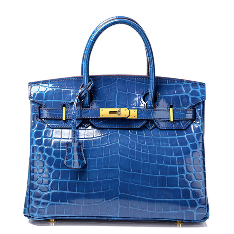 Women's Fashion Crocodile Pattern Genuine Leather Cow Handbags