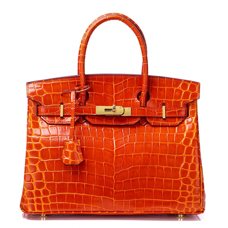 Women's Fashion Crocodile Pattern Genuine Leather Cow Handbags
