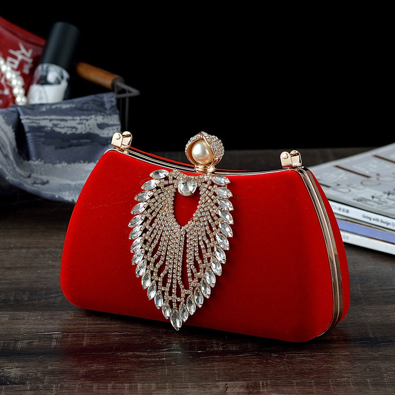 Women's Retro Style Drill Diamond Veet Banquet Handbags