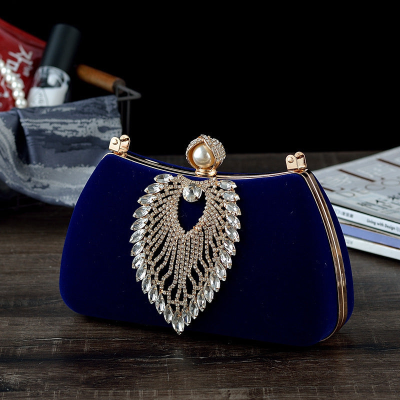 Women's Retro Style Drill Diamond Veet Banquet Handbags