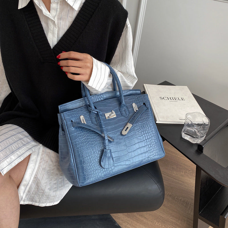 Women's New Crocodile Pattern Fashion Kelly Shoulder Bags