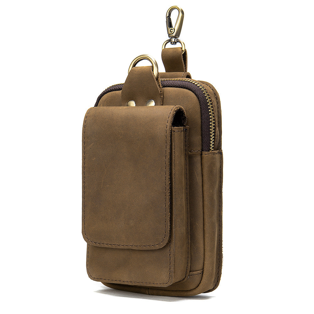 Men's Mobile Large Capacity Summer Crazy Horse Men's Waist Packs