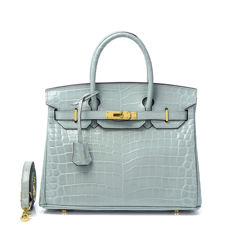 Women's Fashion Crocodile Pattern Genuine Leather Cow Handbags