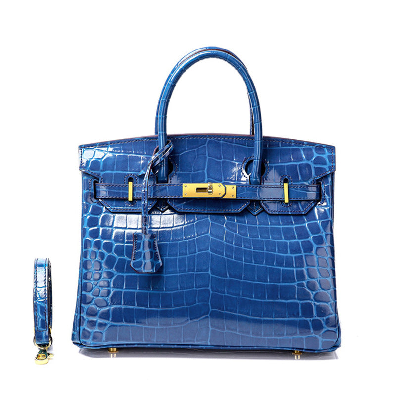 Women's Fashion Crocodile Pattern Genuine Leather Cow Handbags