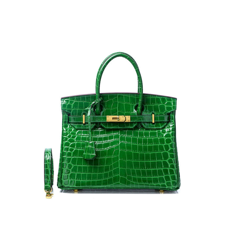 Women's Fashion Crocodile Pattern Genuine Leather Cow Handbags