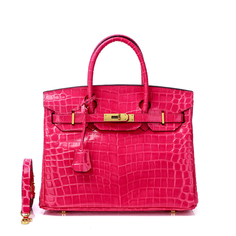Women's Fashion Crocodile Pattern Genuine Leather Cow Handbags