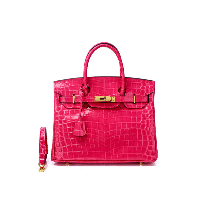 Women's Fashion Crocodile Pattern Genuine Leather Cow Handbags