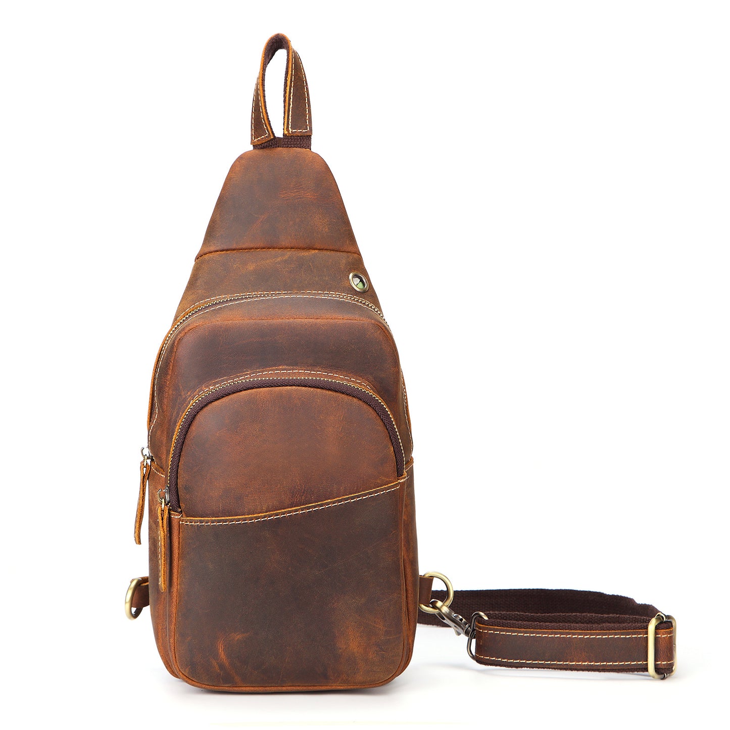 Men's Crazy Horse Leather Vintage Cowhide Men's Chest Bags