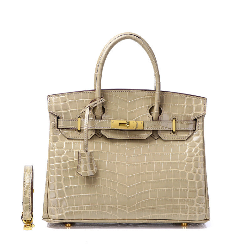 Women's Fashion Crocodile Pattern Genuine Leather Cow Handbags