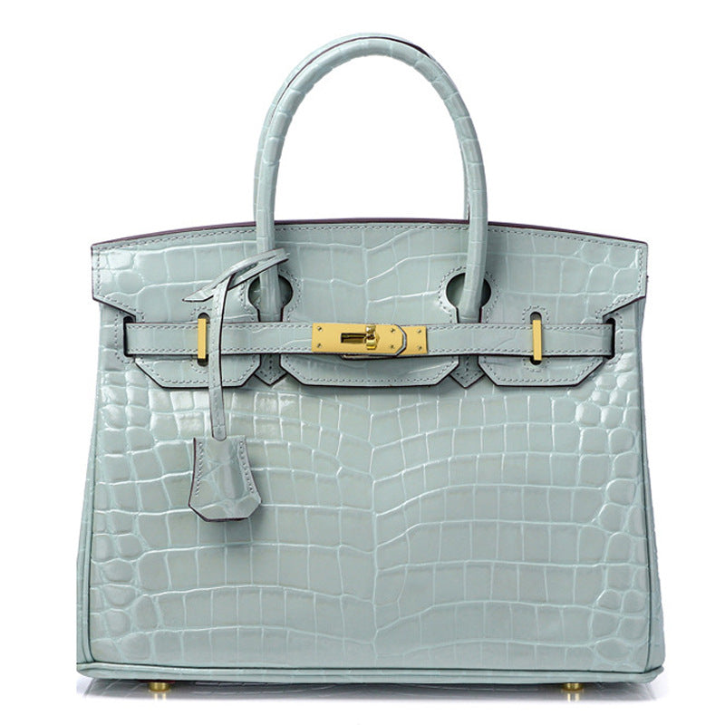 Women's Fashion Crocodile Pattern Genuine Leather Cow Handbags