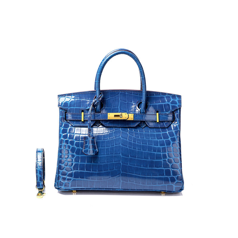 Women's Fashion Crocodile Pattern Genuine Leather Cow Handbags