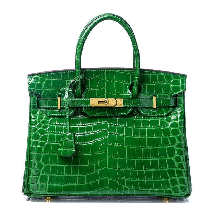 Women's Fashion Crocodile Pattern Genuine Leather Cow Handbags