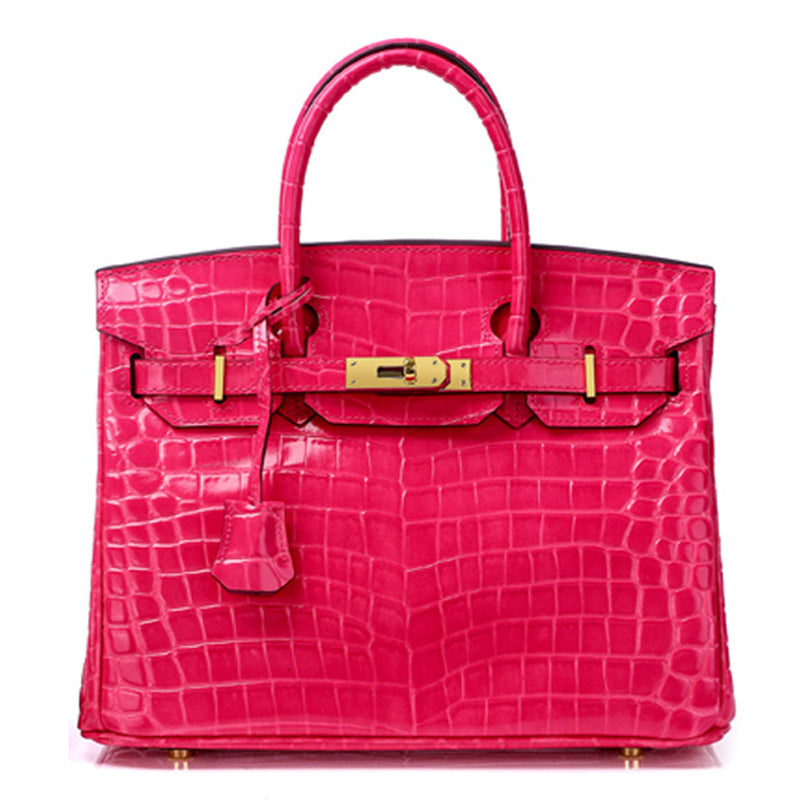 Women's Fashion Crocodile Pattern Genuine Leather Cow Handbags