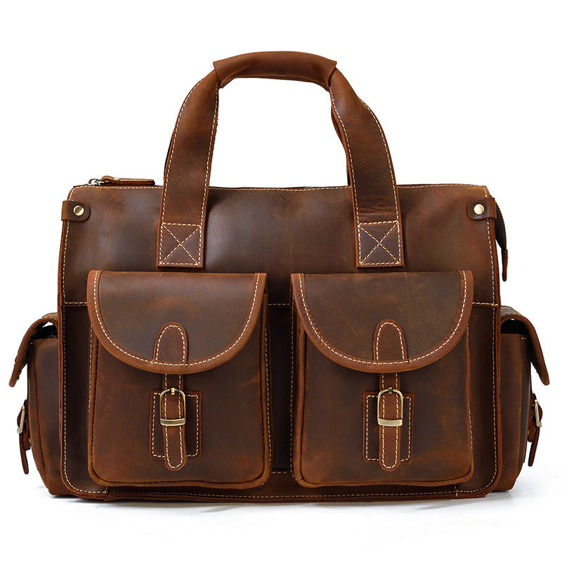 Men's Cowhide Leather Crazy Horse Out Computer Men's Briefcases