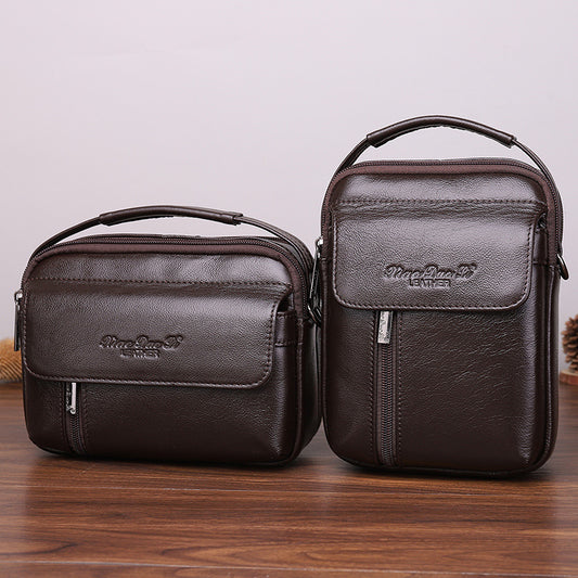 Men's Slouchy Trendy Leather Cowhide Mobile Men's Messenger Bags