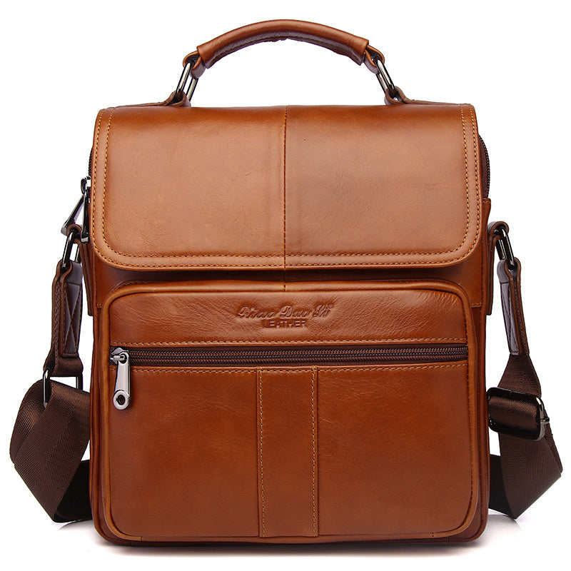Men's Vintage Oil Wax Cowhide Leather Trend Men's Messenger Bags
