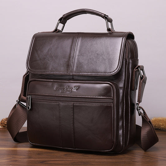 Men's Vintage Oil Wax Cowhide Leather Trend Men's Messenger Bags