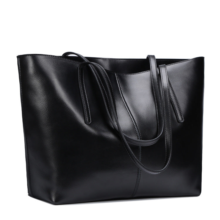 Women's Leather Genuine Big Fashion Simple Shopping Bags