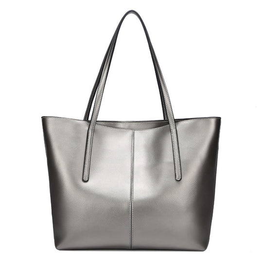 Women's Leather Genuine Big Fashion Simple Shopping Bags