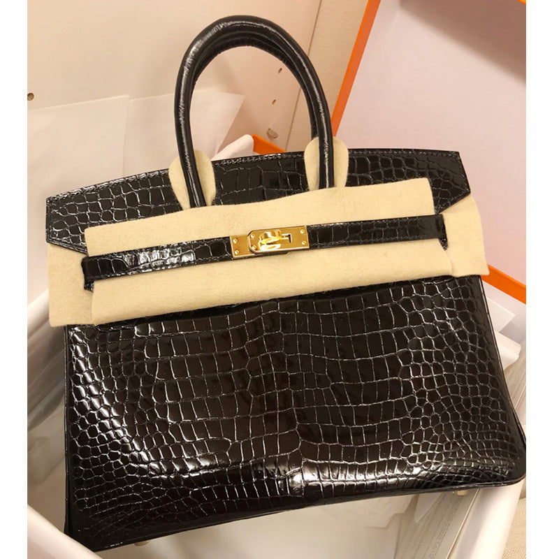 Women's Crocodile Pattern Cowhide Big Commuter Bridal Shoulder Bags