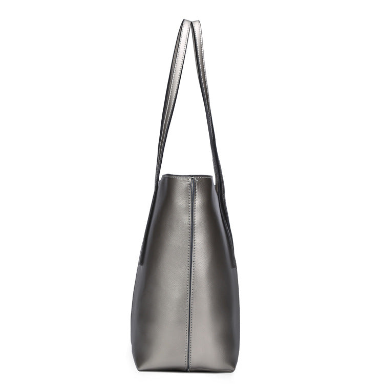 Women's Leather Genuine Big Fashion Simple Shopping Bags