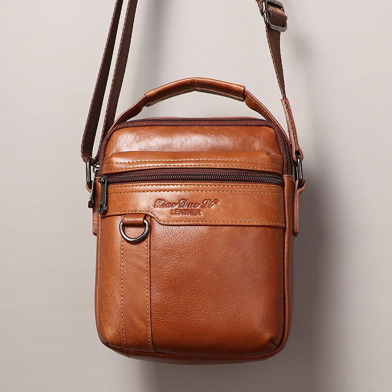 Men's Leather Mini Trendy Retro First Layer Men's Messenger Bags