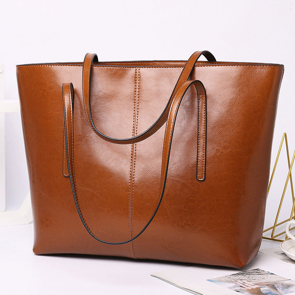 Women's Leather Korean Simple Large Versatile Capacity Shoulder Bags