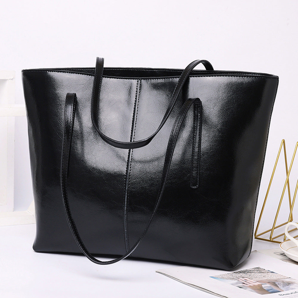 Women's Leather Korean Simple Large Versatile Capacity Shoulder Bags
