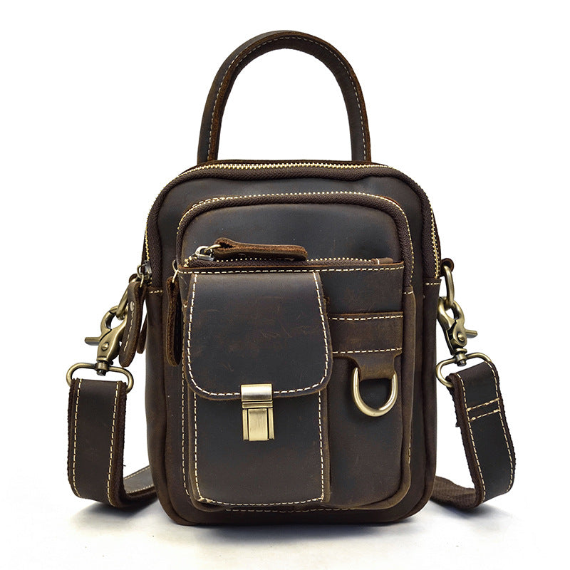 Men's Genuine Leather Crazy Horse Personality Mobile Men's Shoulder Bags