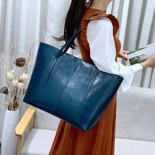 Women's Leather Korean Simple Large Versatile Capacity Shoulder Bags
