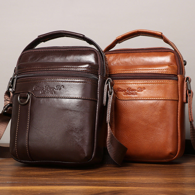 Men's Leather Mini Trendy Retro First Layer Men's Messenger Bags