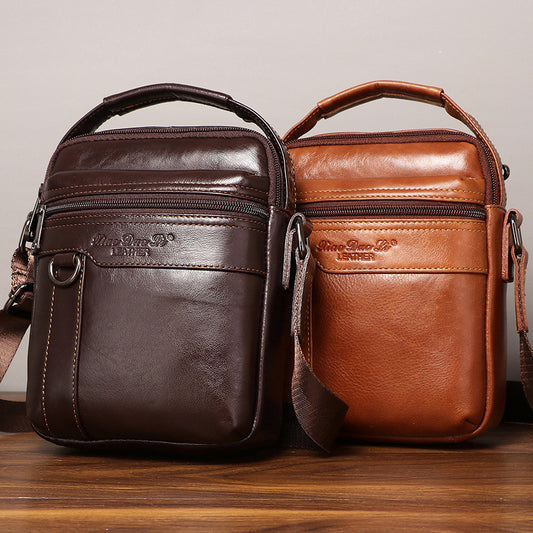 Men's Leather Mini Trendy Retro First Layer Men's Messenger Bags