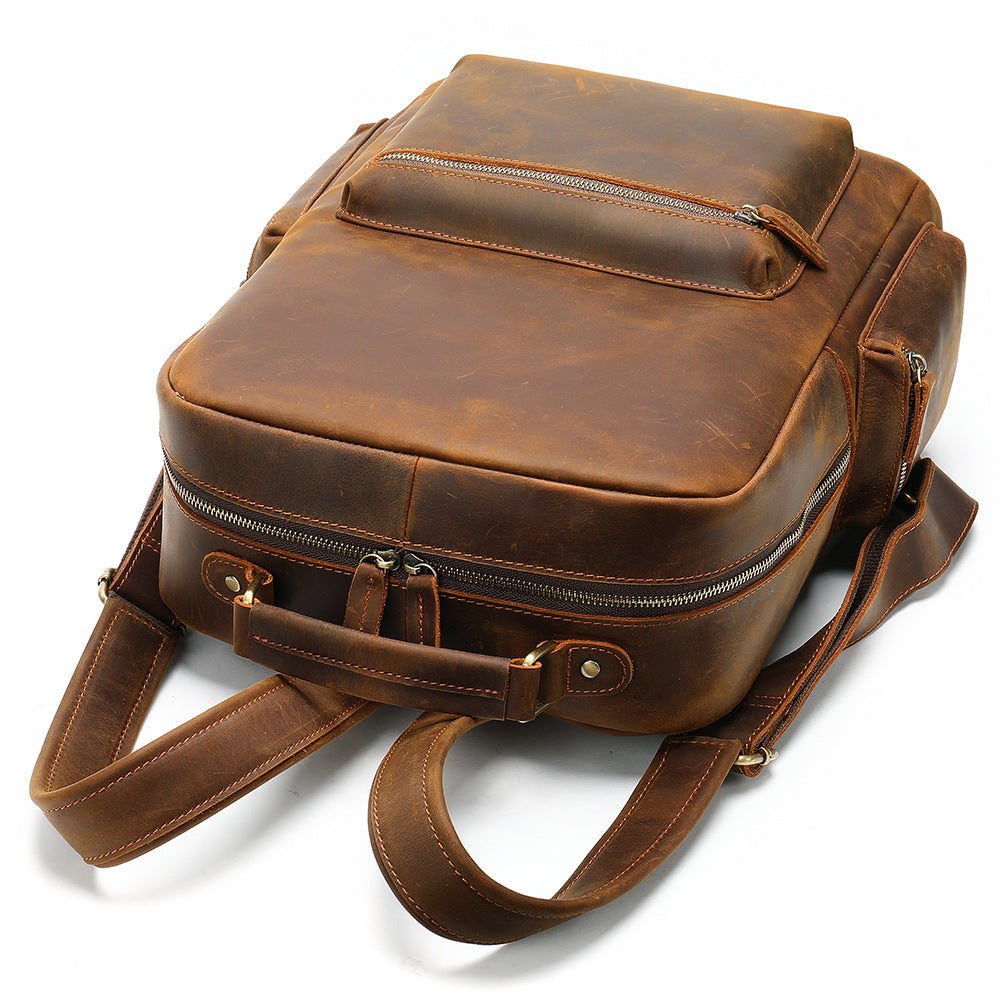 Men's Leather Retro Cowhide Crazy Horse Business Backpacks