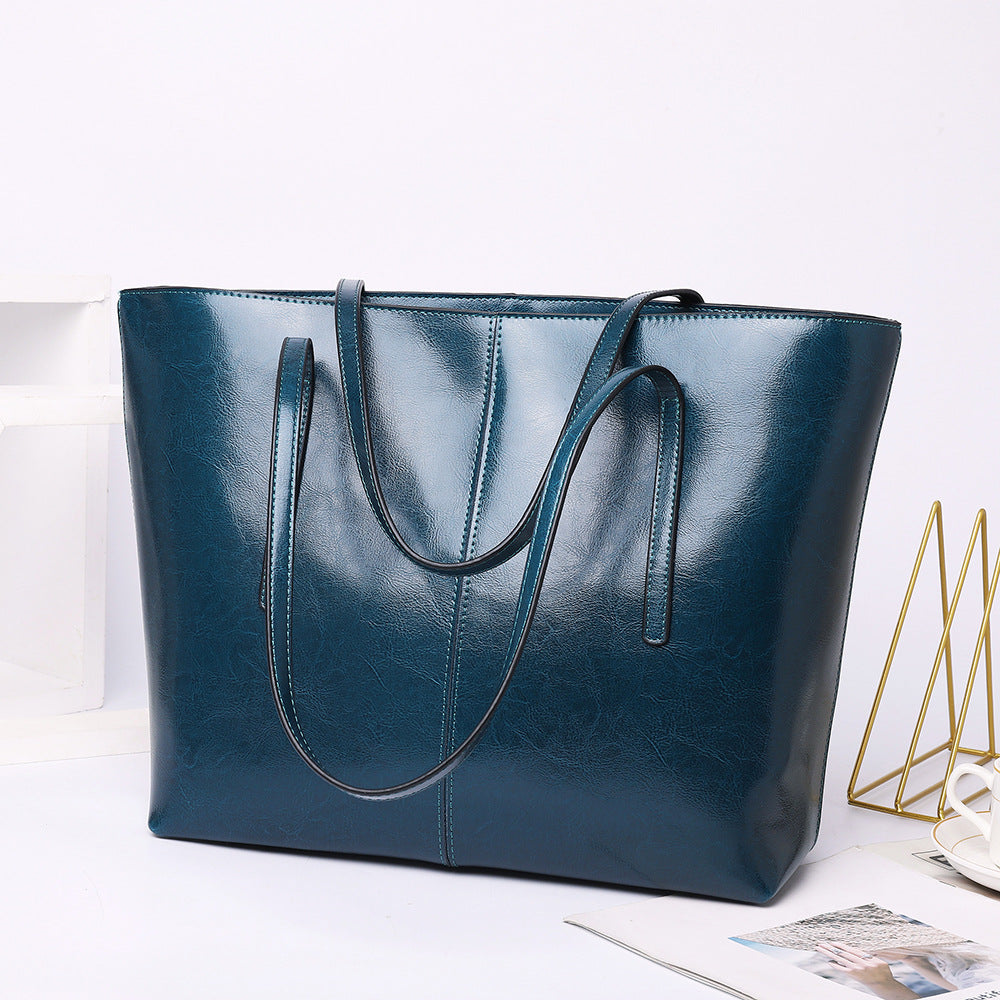 Women's Leather Korean Simple Large Versatile Capacity Shoulder Bags