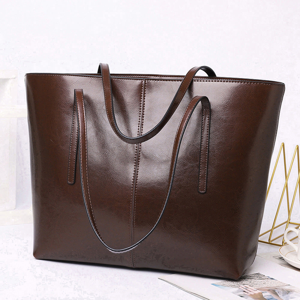 Women's Leather Korean Simple Large Versatile Capacity Shoulder Bags