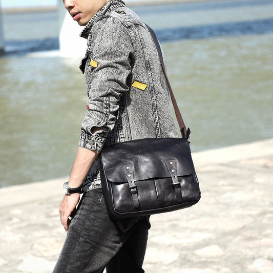 Men's Layer Cowhide Leather Genuine Portable Difference Men's Messenger Bags