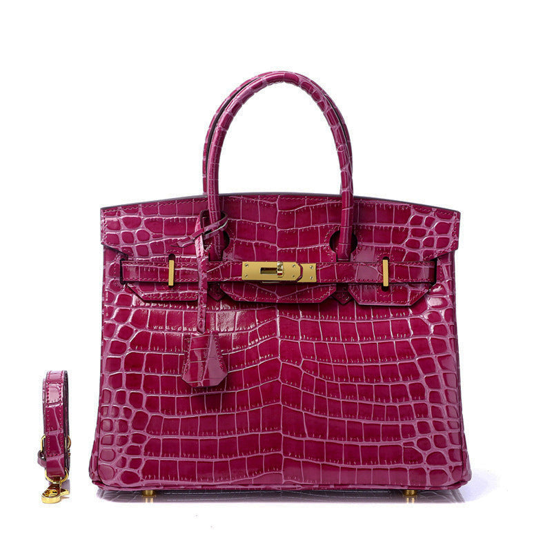Women's Fashion Crocodile Pattern Genuine Leather Cow Handbags