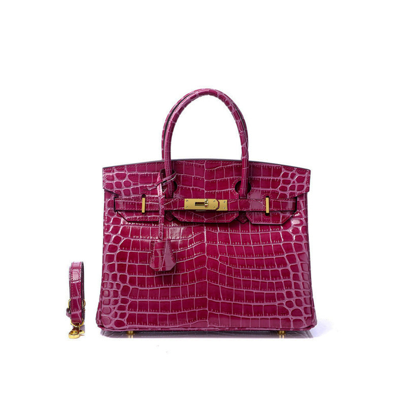 Women's Fashion Crocodile Pattern Genuine Leather Cow Handbags