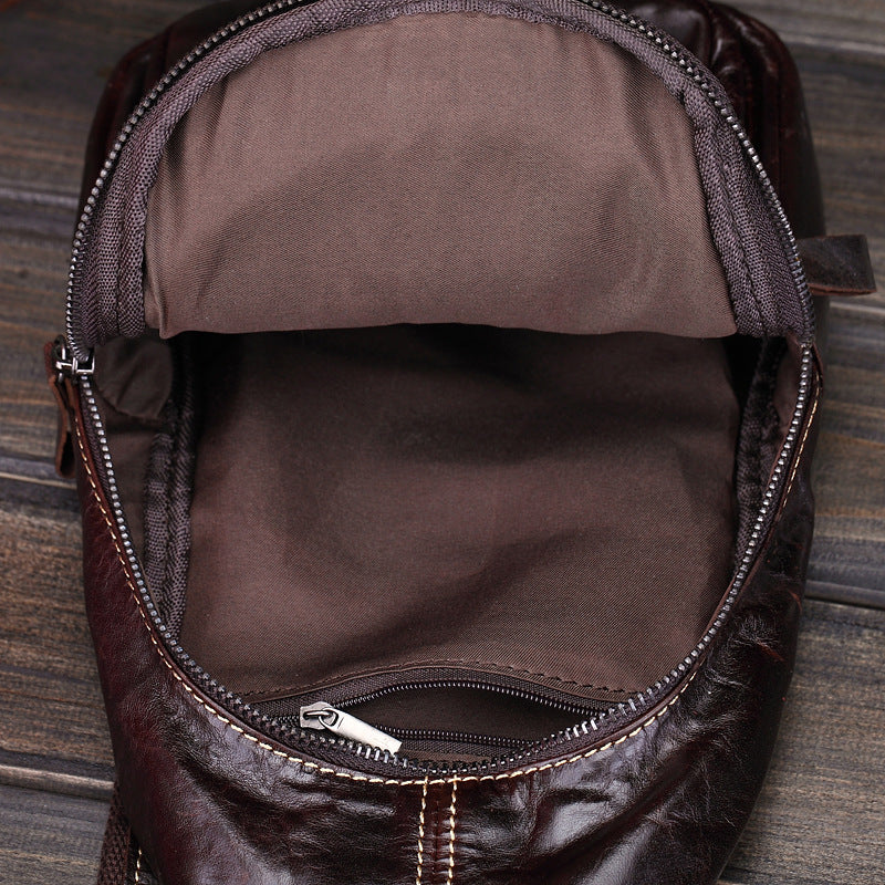 Men's Genuine Leather Fashion Oil Wax Cowhide Bags