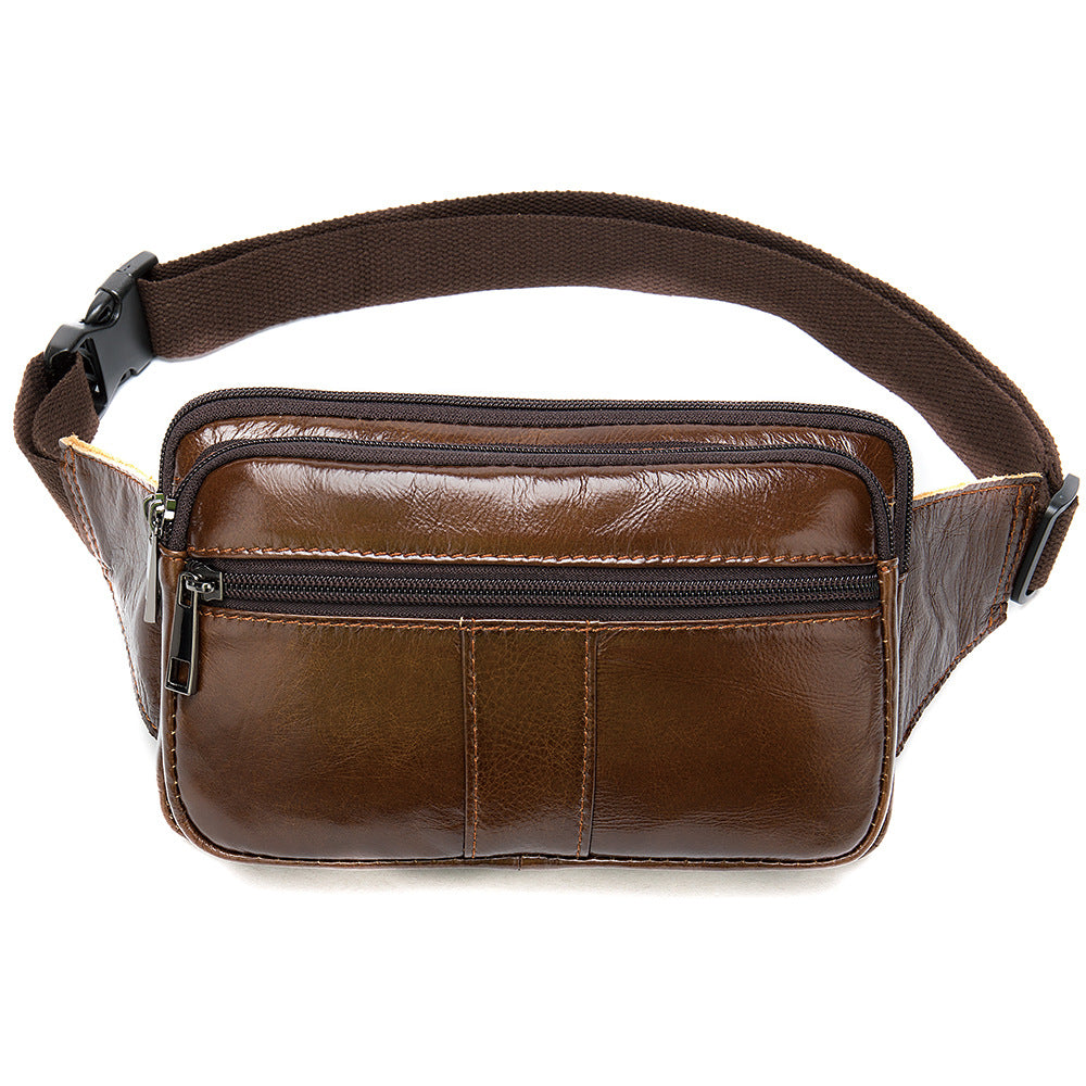 Men's Genuine Leather First Layer Cowhide Slanted Men's Waist Packs