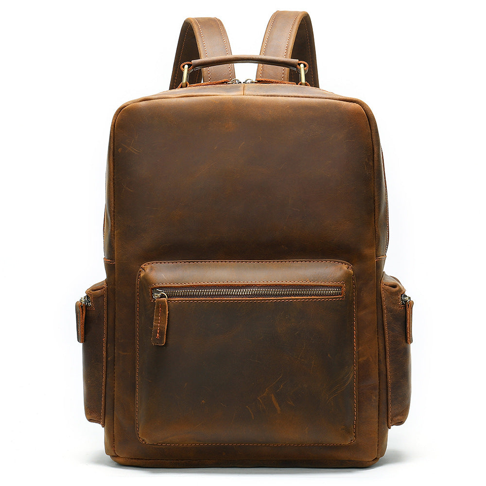 Men's Leather Retro Cowhide Crazy Horse Business Backpacks