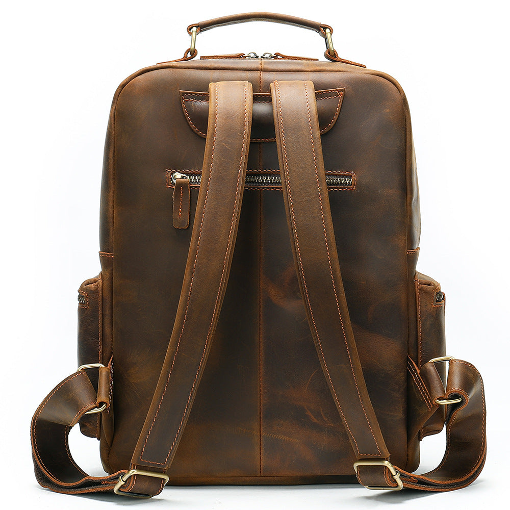 Men's Leather Retro Cowhide Crazy Horse Business Backpacks