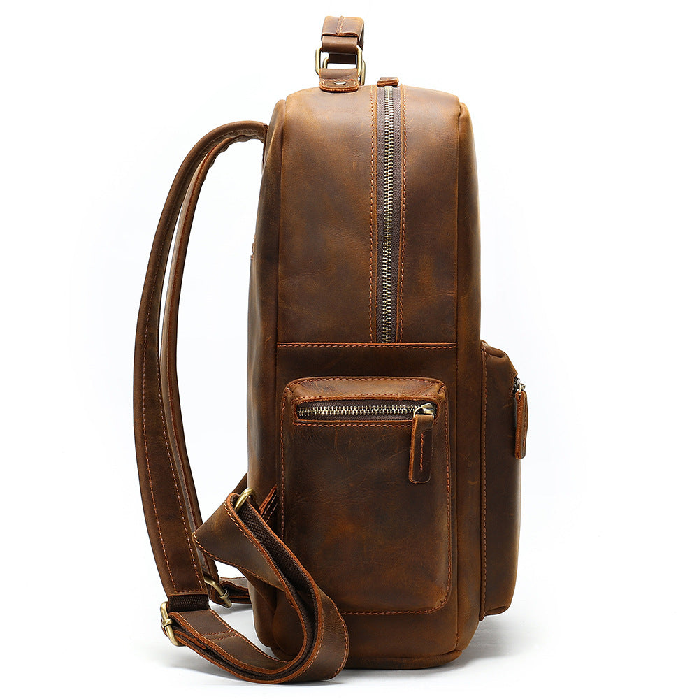 Men's Leather Retro Cowhide Crazy Horse Business Backpacks