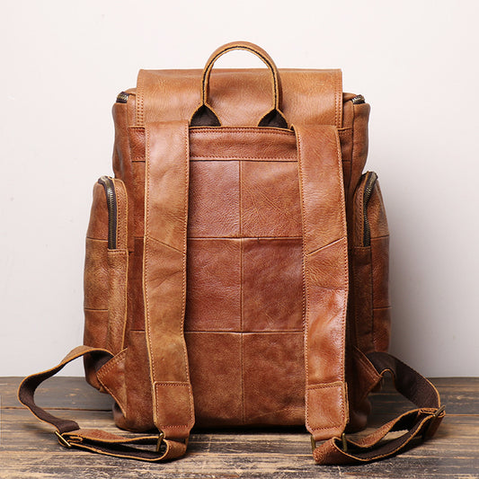 Women's & Men's & Retro Leather Cowhide Computer Matte Backpacks